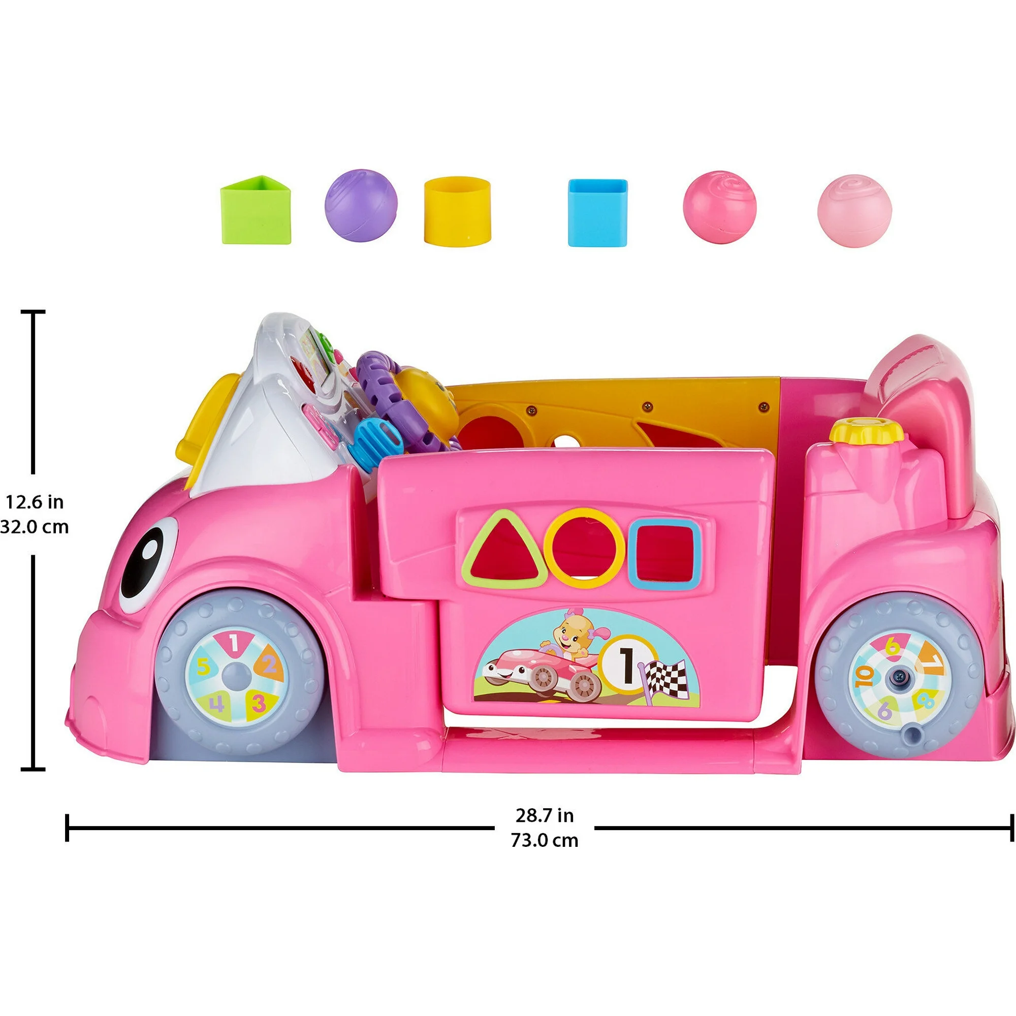 Fisher-Price Laugh & Learn Crawl Around Car, Electronic Learning Toy Activity Center for Baby, Pink