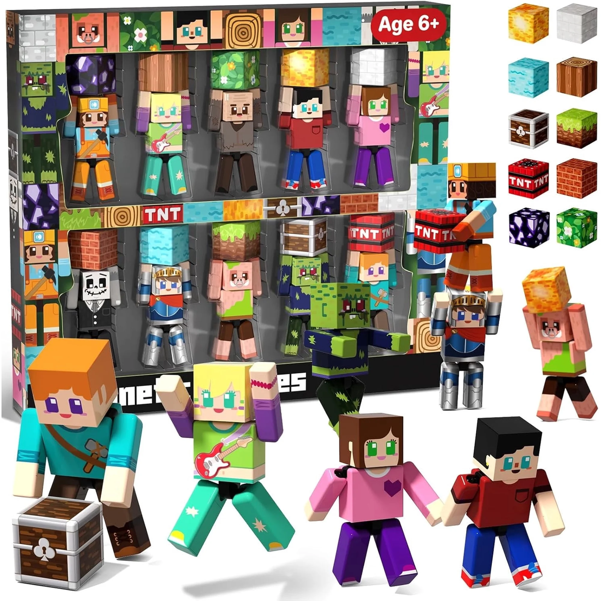 Annexfun 20 Pcs Magnetic Action Figures Playset - Magnetic Building Blocks, Magnet Cubes and Rotatable Figures Character Toys for Kids, STEM Toys, Christmas Birthday Gift for 3+ Year Old Boys Girls