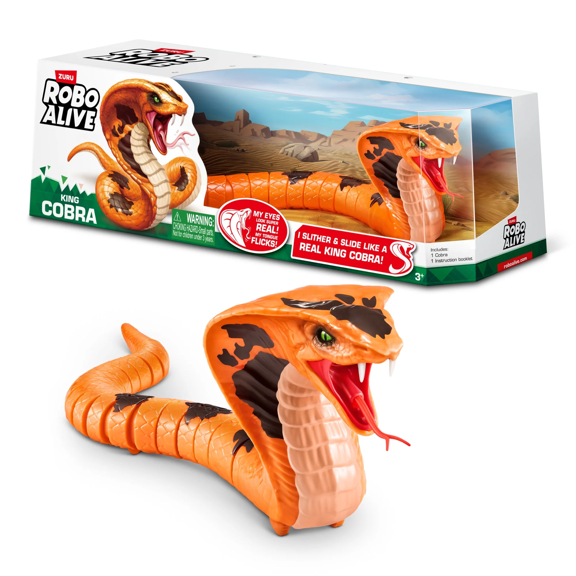 Robo Alive King Cobra Snake Electronic Robot Toy, Realistic Moving by ZURU, Ages 3+