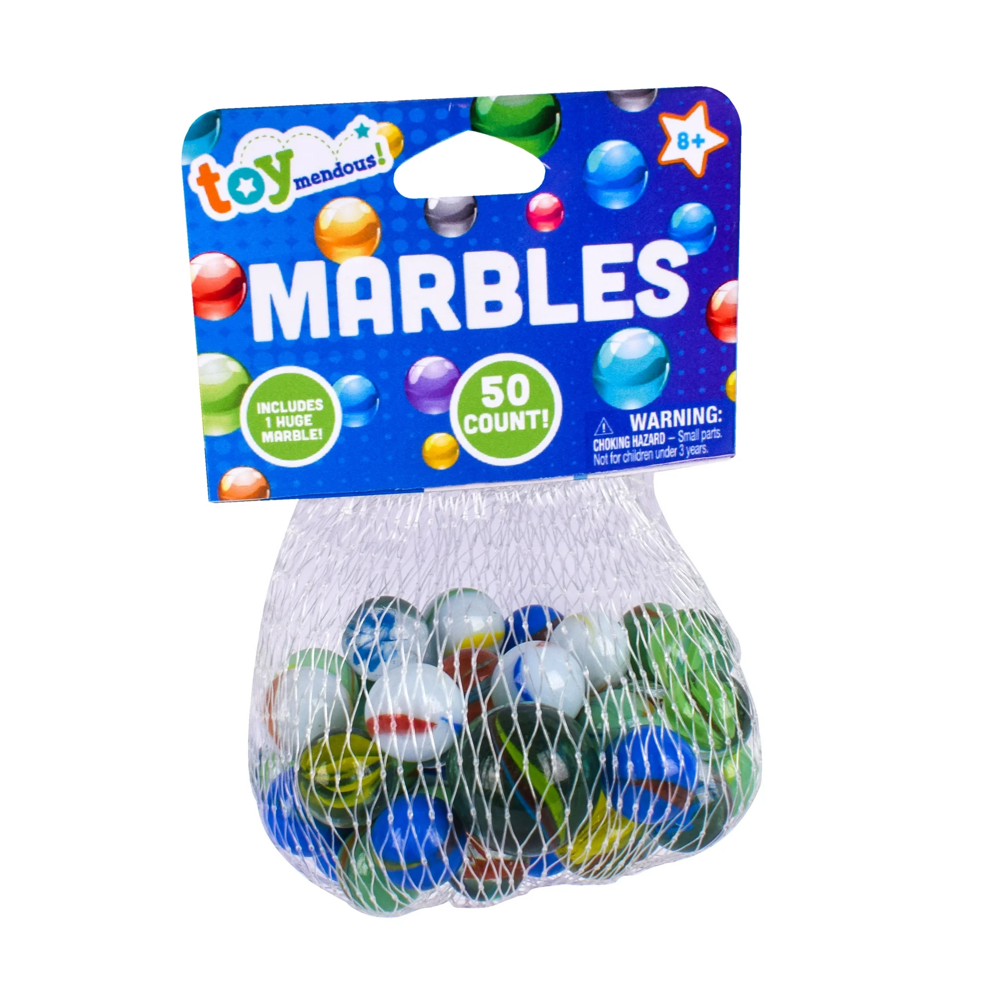 Toymendous 50 Piece Marbles, Collectible Novelty & Gag Toys, Multicolor, Children Ages 3+