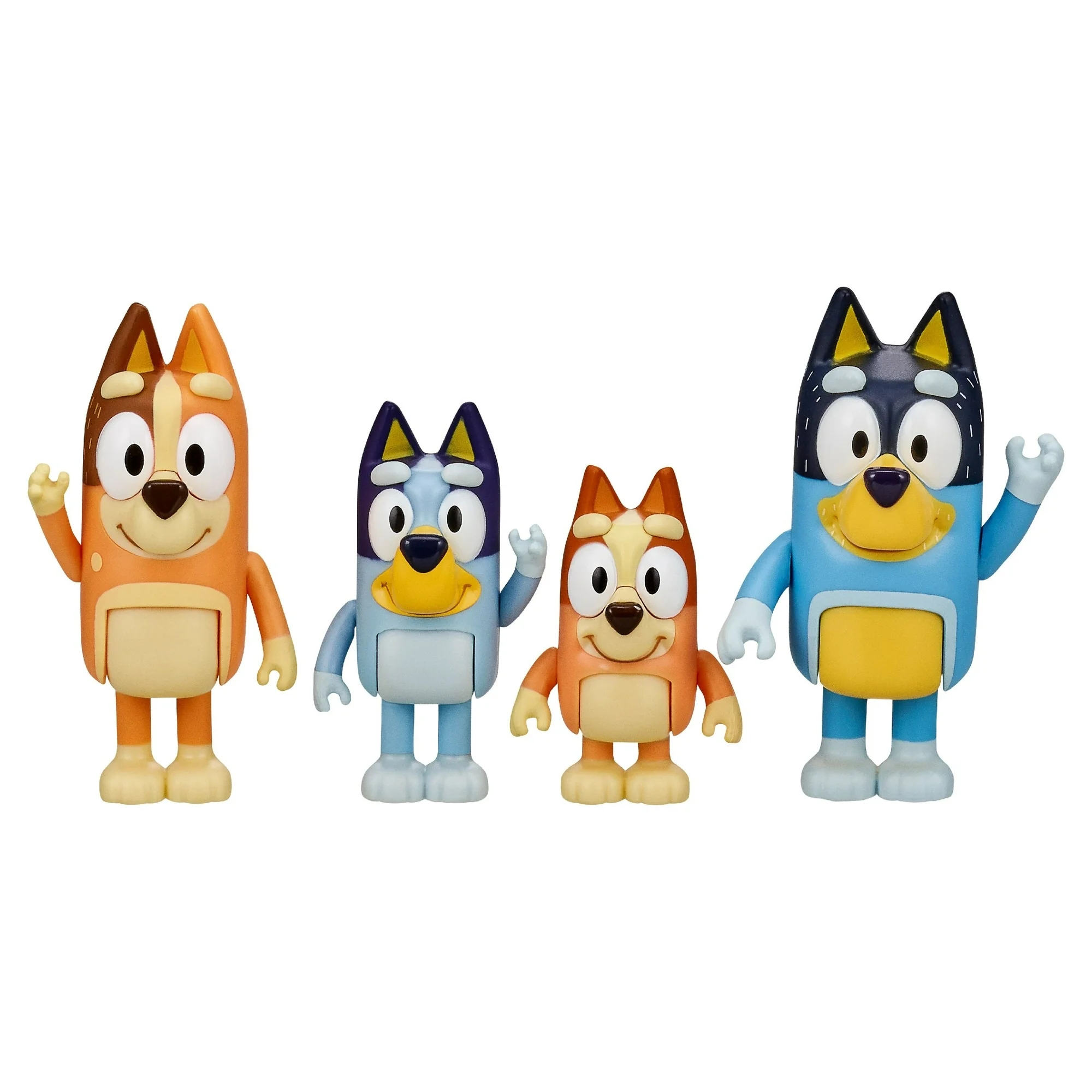 Bluey Family Figure 4-Pack, with Mum Dad Bingo Bluey, Toys for Kids 3-6 Years
