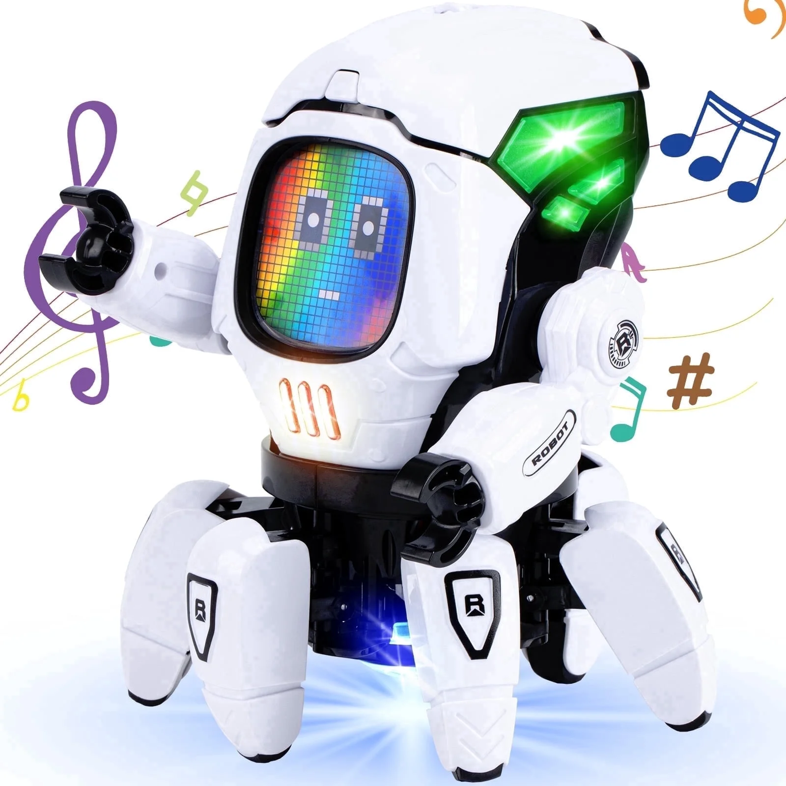 Lvelia Robot Toy for Kids,Electronic Walking Dancing Interactive Robot Toys with Flashing Lights and Music for Age 3-8 Year Old Boys Girls Toddler Infant Birthday Gift,White