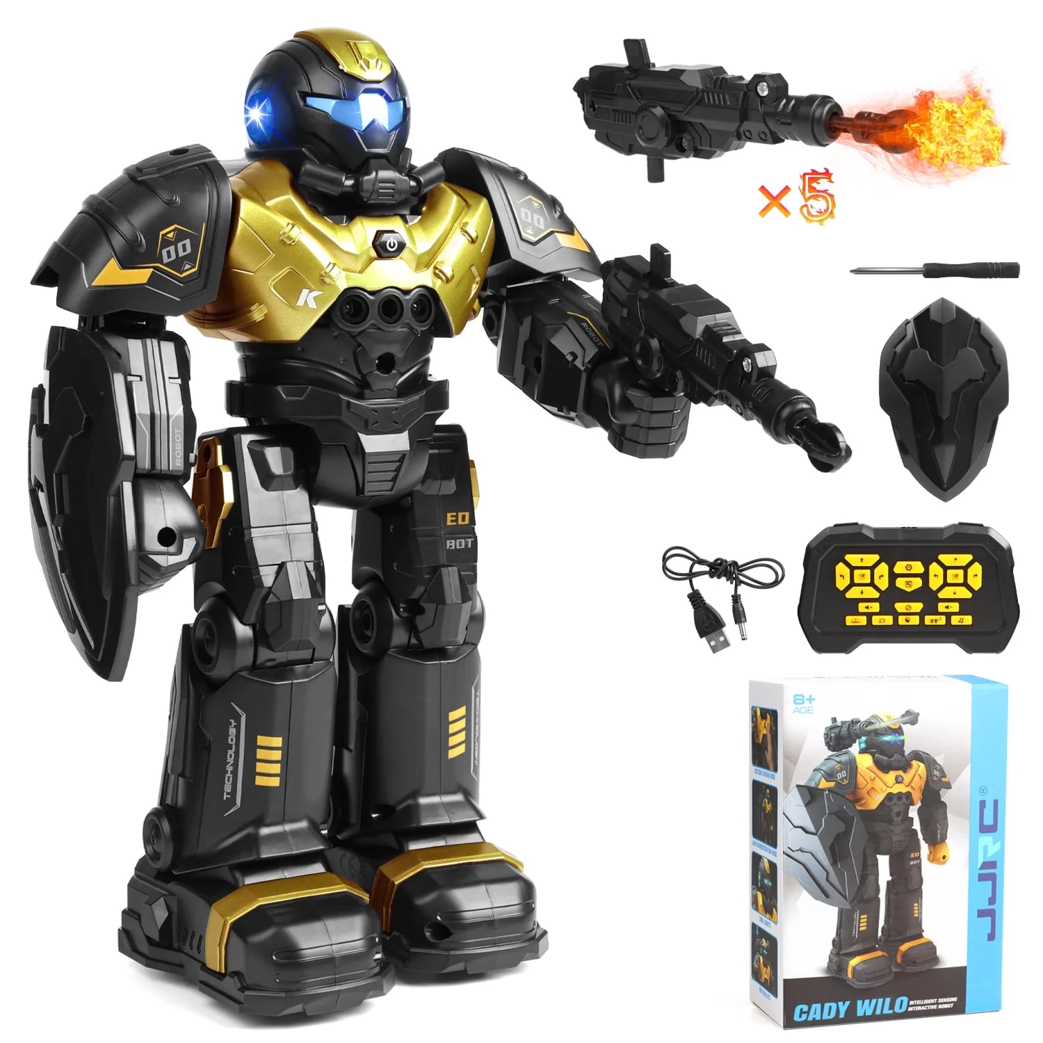 Huge Wave Kids RC Robot Toys Aged 4-8 Year, Smart Talking, Dancing and Walking, Programmable Robot, Interactive Gesture Sensing, Remote Control Toys Christmas Gifts for Kids, Gold