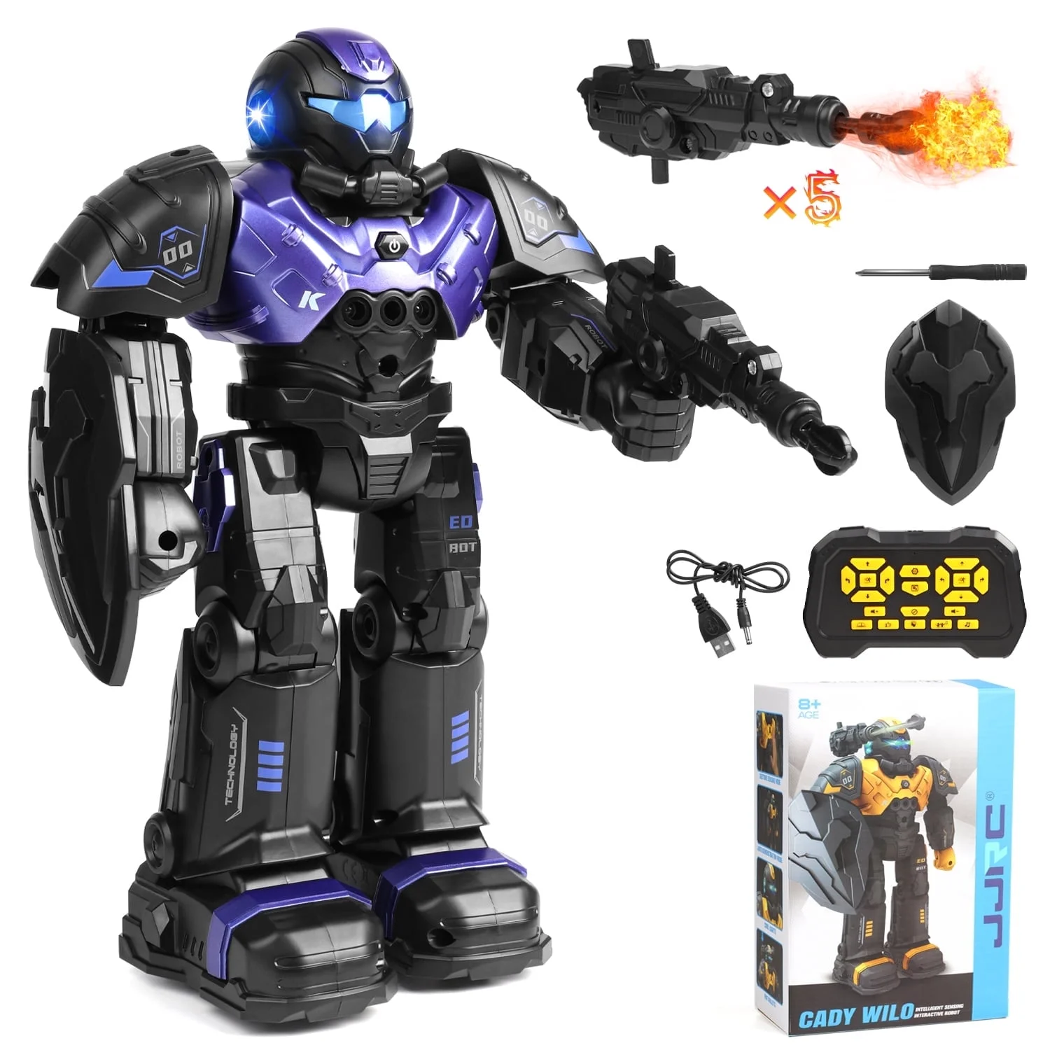 Huge Wave RC Robot Toys for Kids, Smart Robot Talking, Singing and Dancing, Programmable Interactive Gesture Sensing, Remote Control for Ages 4-12 Yeas Old Christmas Gifts(Purple)