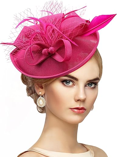 Zinniday Kentucky Fascinators Hats for Women - Vintage Tea Party Outfit Headband Church Derby Hat for Women (9.64x7.87inch)