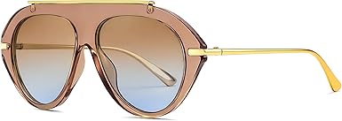 FEISEDY Retro Aviator Sunglasses for Women Men Trendy Oversized 70s Vintage Metal Sun Glasses B0408
