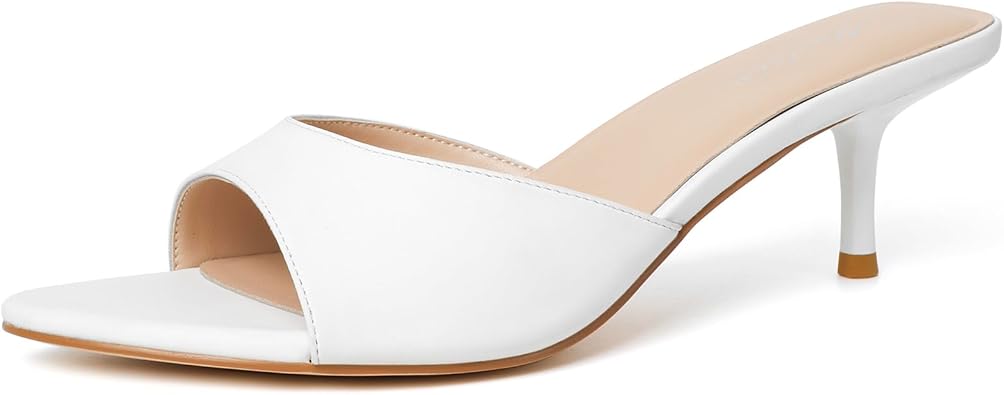 Mostrin Kitten Heels for Women Pointed Toe Vintage Mules Heels Sexy Slip on Stiletto Backless Sandals for Party Wedding Daily