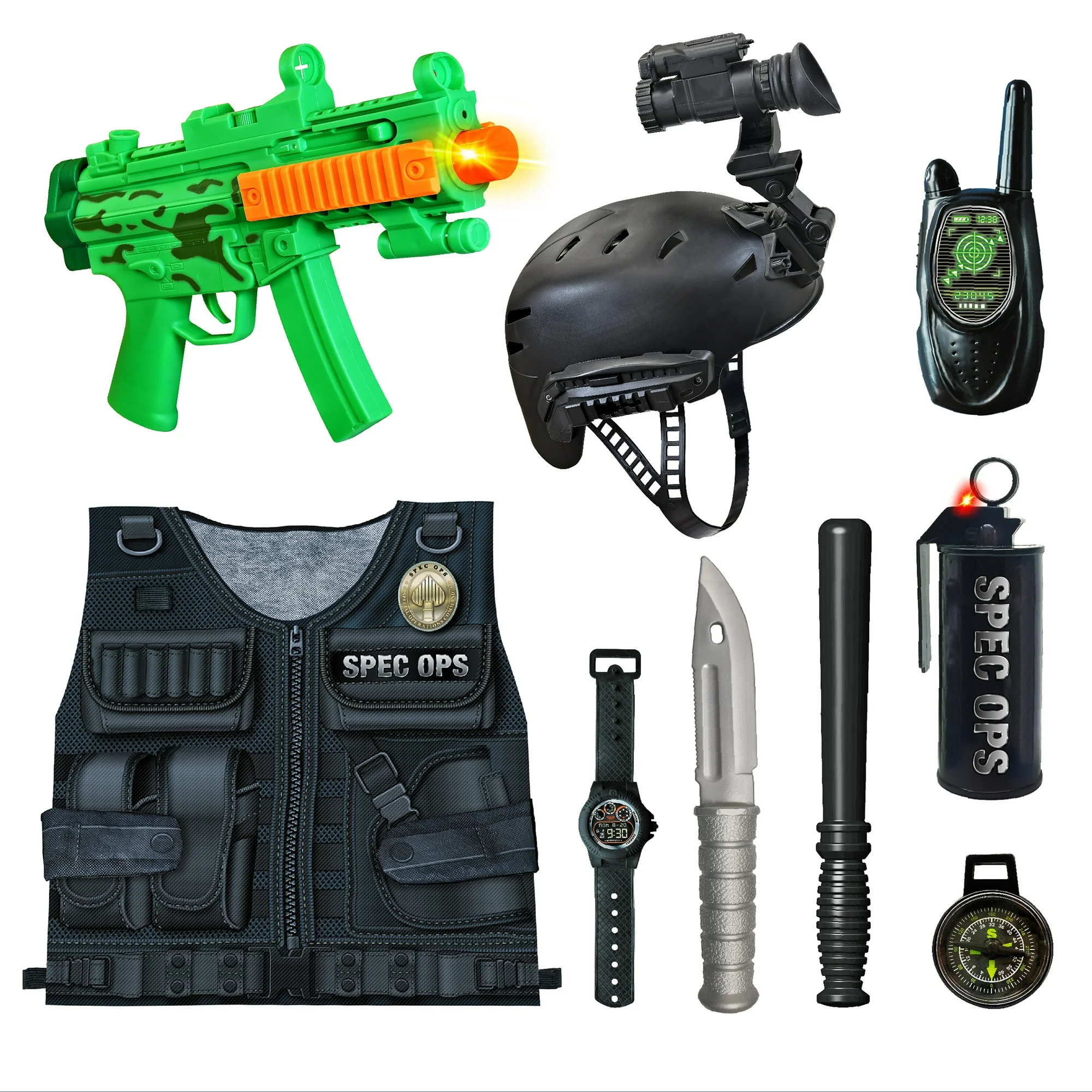 Adventure Force Special Ops Mission Roleplay Set, Gun with Sounds and Lights, 11 Pieces, 5+, For Indoor & Outdoor Play