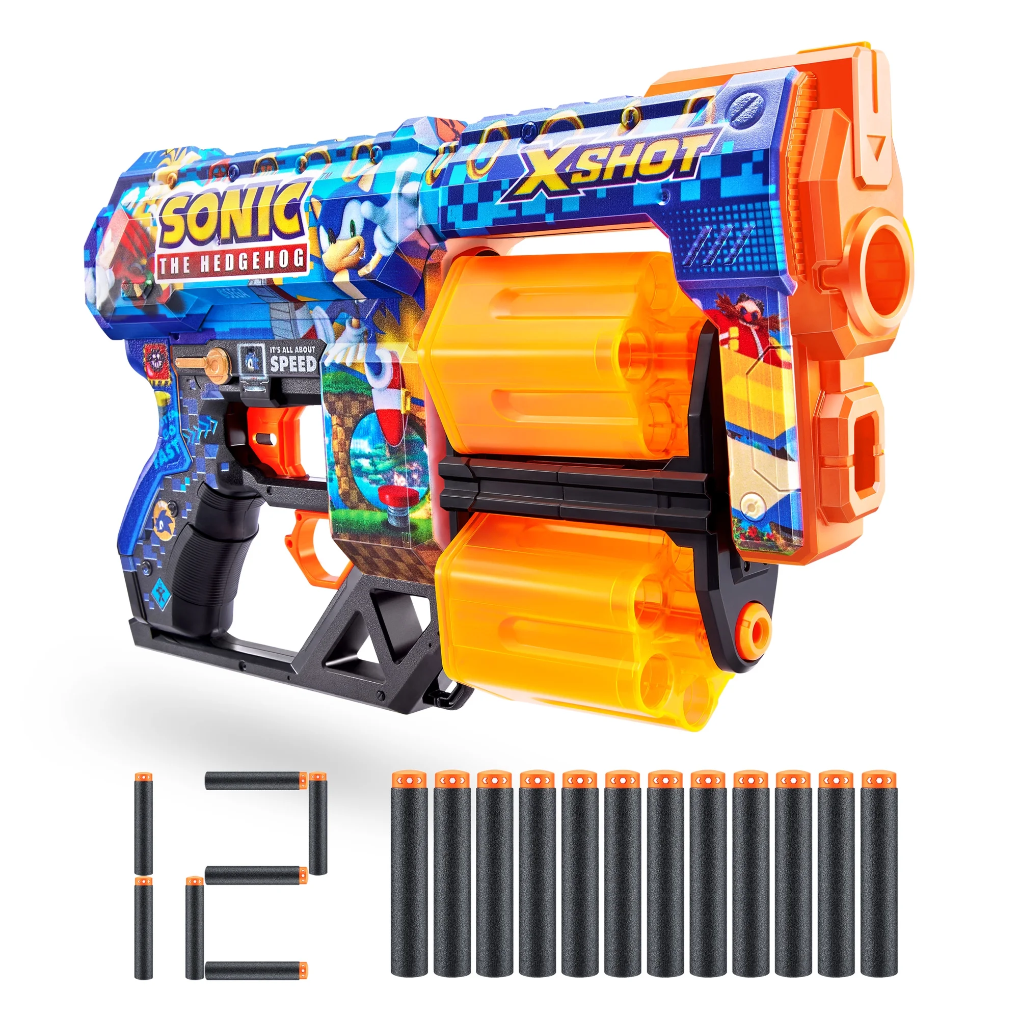XSHOT Skins Dread Blaster - Mega Sonic Skin (12 Darts) by ZURU, Outdoor Toys for Ages 8+