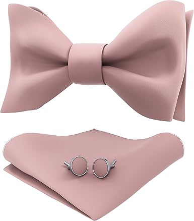 Adam Young Men's Self Tie Bow Tie Sets w/Pocket Squares & Cufflinks Sami-Glossy Satin Classy Bowtie for Tuxedo Faux Silk