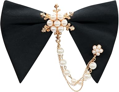 Mantieqingway Oversized Bow Ties for Men, Adjustable Pre-tied Bow Tie with Pearl Decoration Tuxedo Bowties For Wedding Party