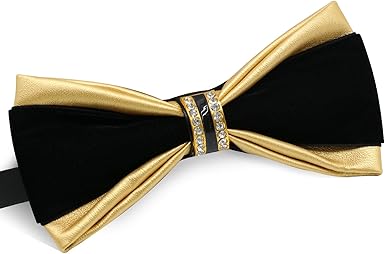 PU Leather Bowtie with Rhinestone Decoration Tuxedo Bow Ties for Men Pre-tied Adjustable Men's Bow Ties for Wedding