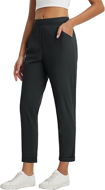 baleaf Womens Travel Pants with Zipper Pockets Stretchy Work Pants Business Casual Slacks Golf Pants Dressy with Pockets