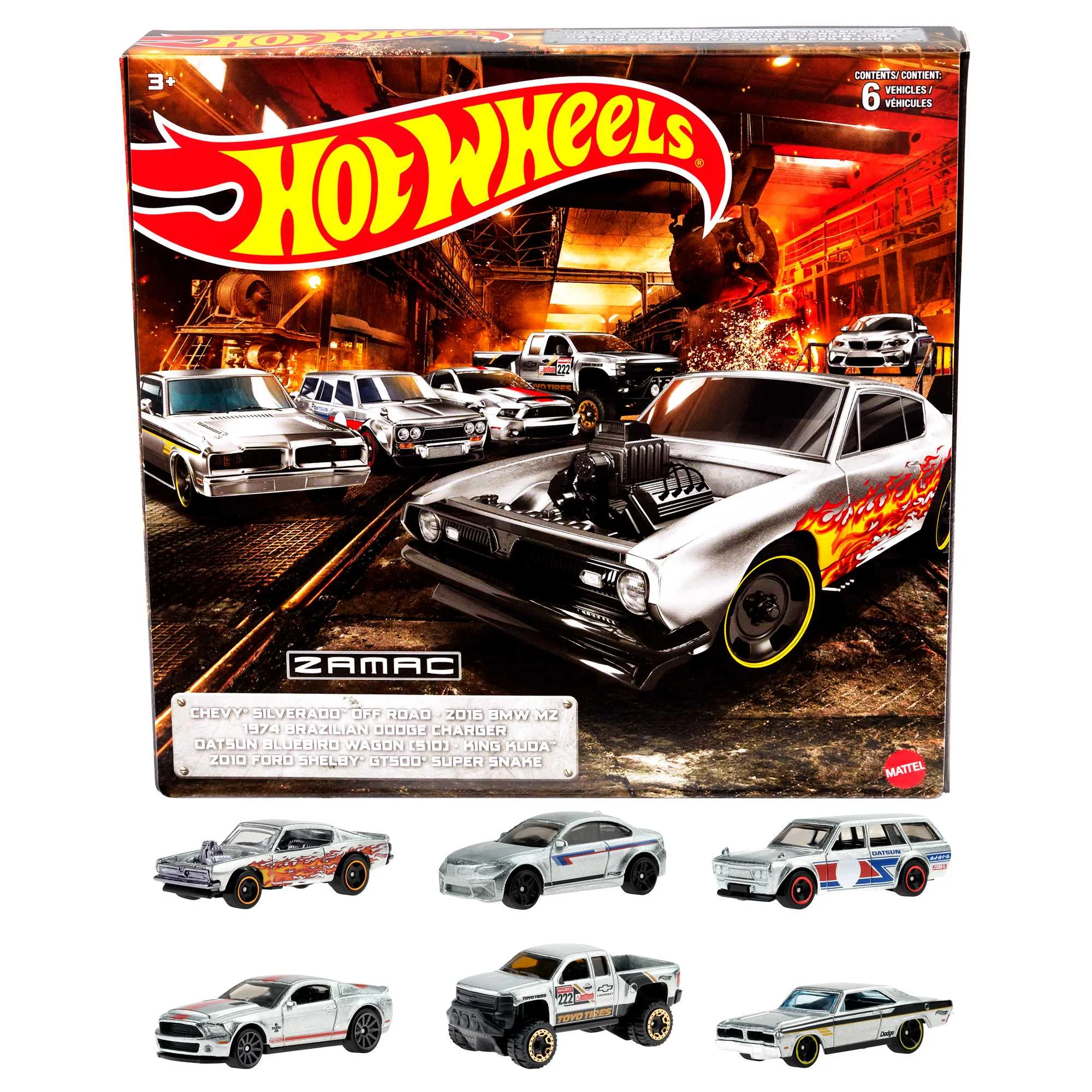 Hot Wheels Zamac 6-Pack of 1:64 Scale Collectible Toy Cars (Styles May Vary)