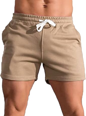 Mens Workout Gym Shorts 5” Sweat Athletic Running Shorts Cotton Fitness Shorts for Men Jogger Shorts with Pockets