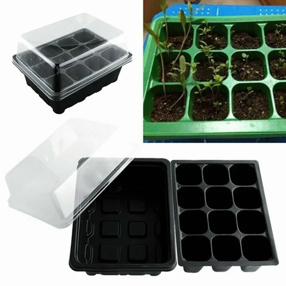 CRESTIN- 12Holes Seed Planting Box Set Nursery Pot Plant Grow Garden Germination Kit