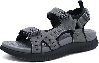 KuaiLu Mens Hiking Sandals With Arch Support Sport Recovery Athletic Walking Sandals For Man Outdoor Summer Casual Thick Cushion Beach Water Fisherman Sandal Size 7-15