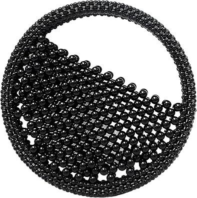 Miuco Round Shape Beaded Bag Pearl Clutch Luxury Handmade Bead Handbags Small Top Handle Bag