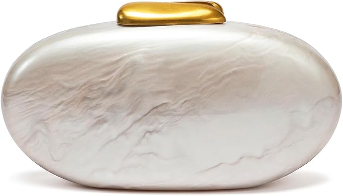 Pearl Acrylic Clutch Purse for Women, Marbled Shell Evening Bag for Wedding Guest Party Prom Crossbody