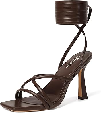 Mostrin Womens Sandals Strappy Heels for Women Lace Up Square Open Toe Heels Tie Up High Heeled Sandals for Prom, Party, Daily Wear