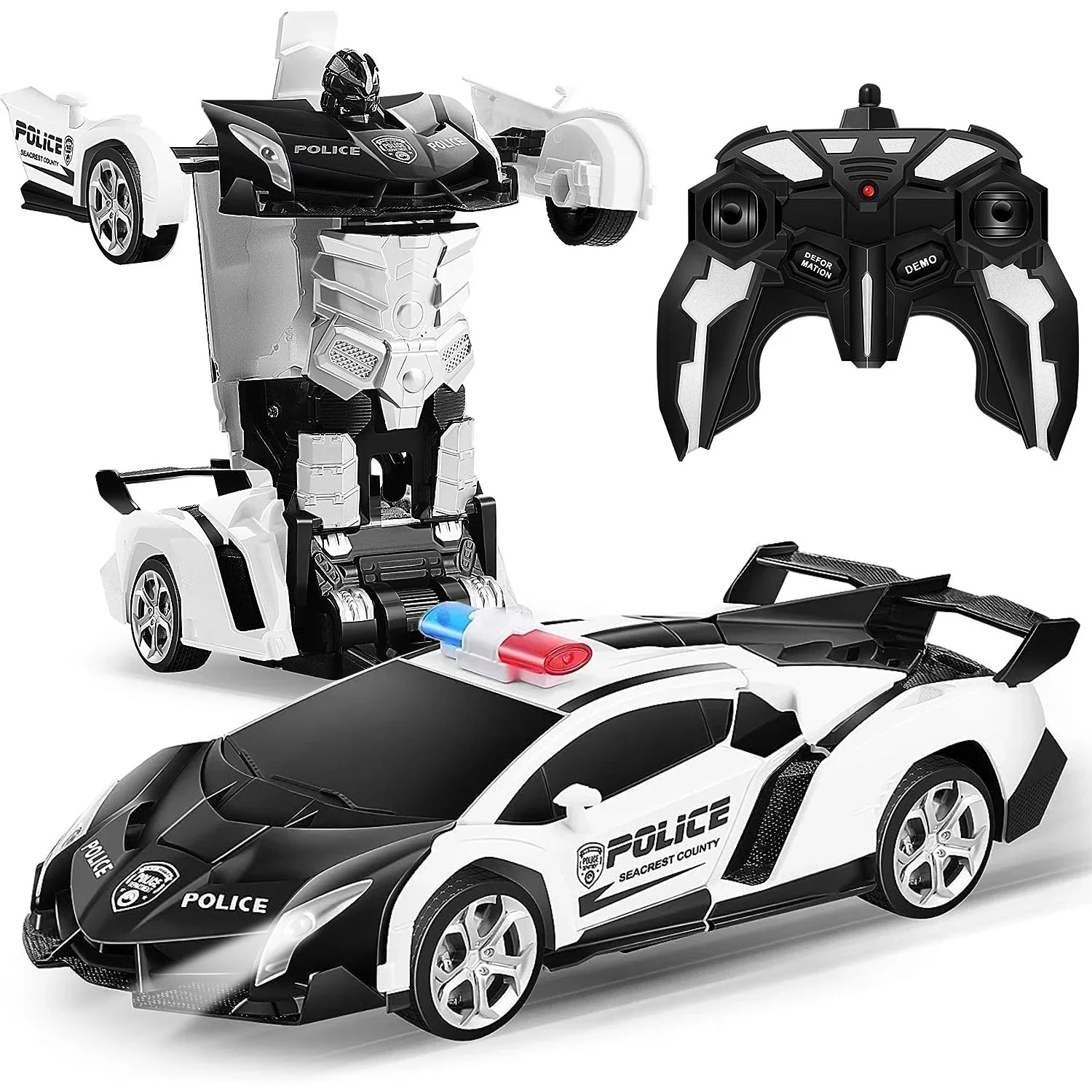 Zacro Transform RC Car Toys, 2.4Ghz 1:18 Scale Remote Control Car Transforming Robot, One-Button Deformation 360? Rotation Drifting Car Transformers Toys Gift