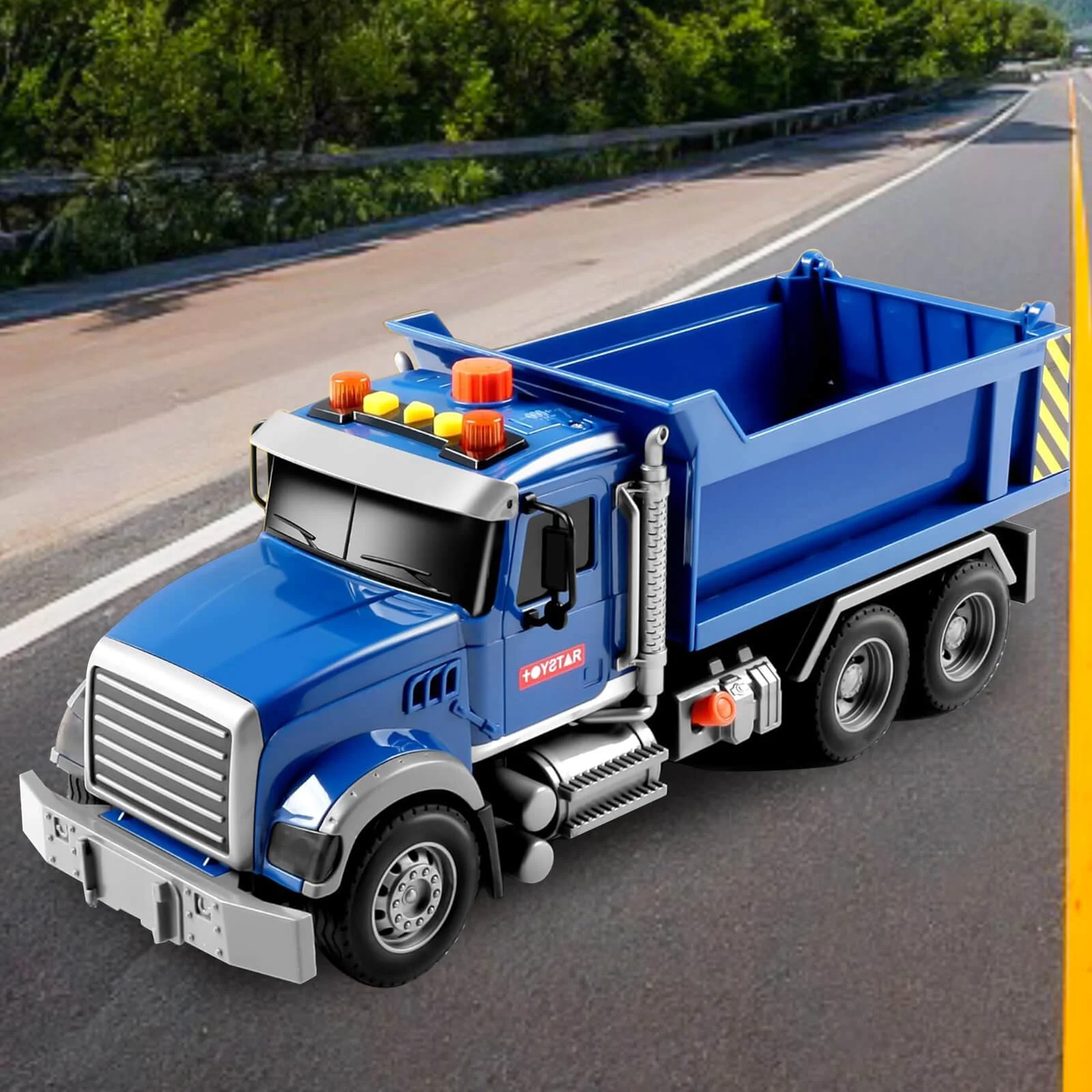 13.8" Big Dump Truck Toy With Lights & Sounds - Interactive Construction Vehicle for Boys Ages 3-5, Friction-powered Kids Toy With Realistic Effects , Perfect Christmas & Birthday Gift