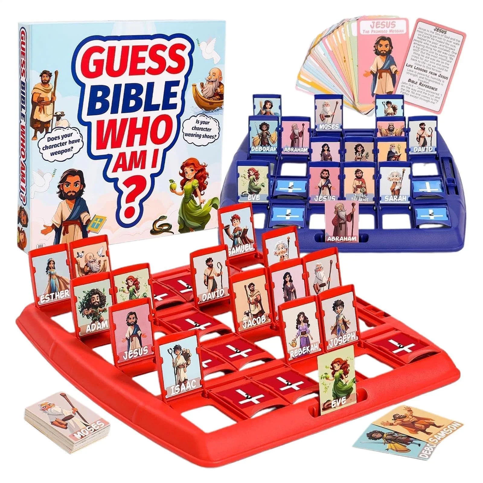 Board Games Guess Who I Am, 24 Board Characters with Life Story & Verse, Educational Christian Board Games for School Family Night