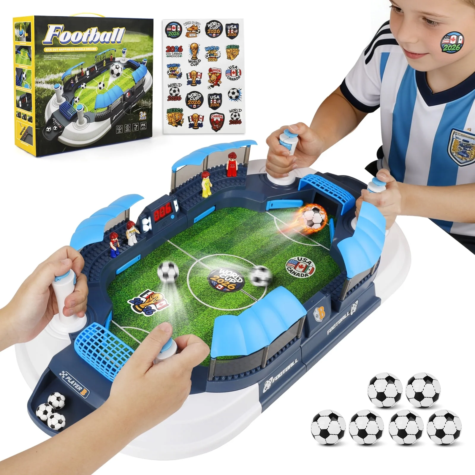 Mini Foosball Table Game for Kids Soccer Game Set Gifts Boys Toy Football Games Board for Indoor Sports Game Room Pinball Interactive Birthday Gift Toys for 3 4 5 6 7 8-12 Year Old Family Gatherings