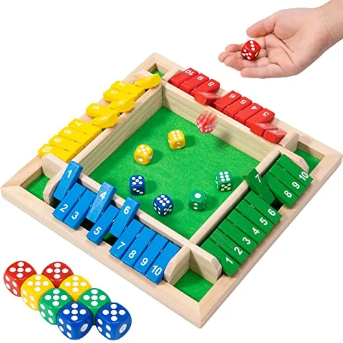 Shut The Box Game,4-Player Wooden dice Game That's Perfect for Parties and Gatherings.It enhances Math and Decision-Making Skills While Providing Endless Entertainment.