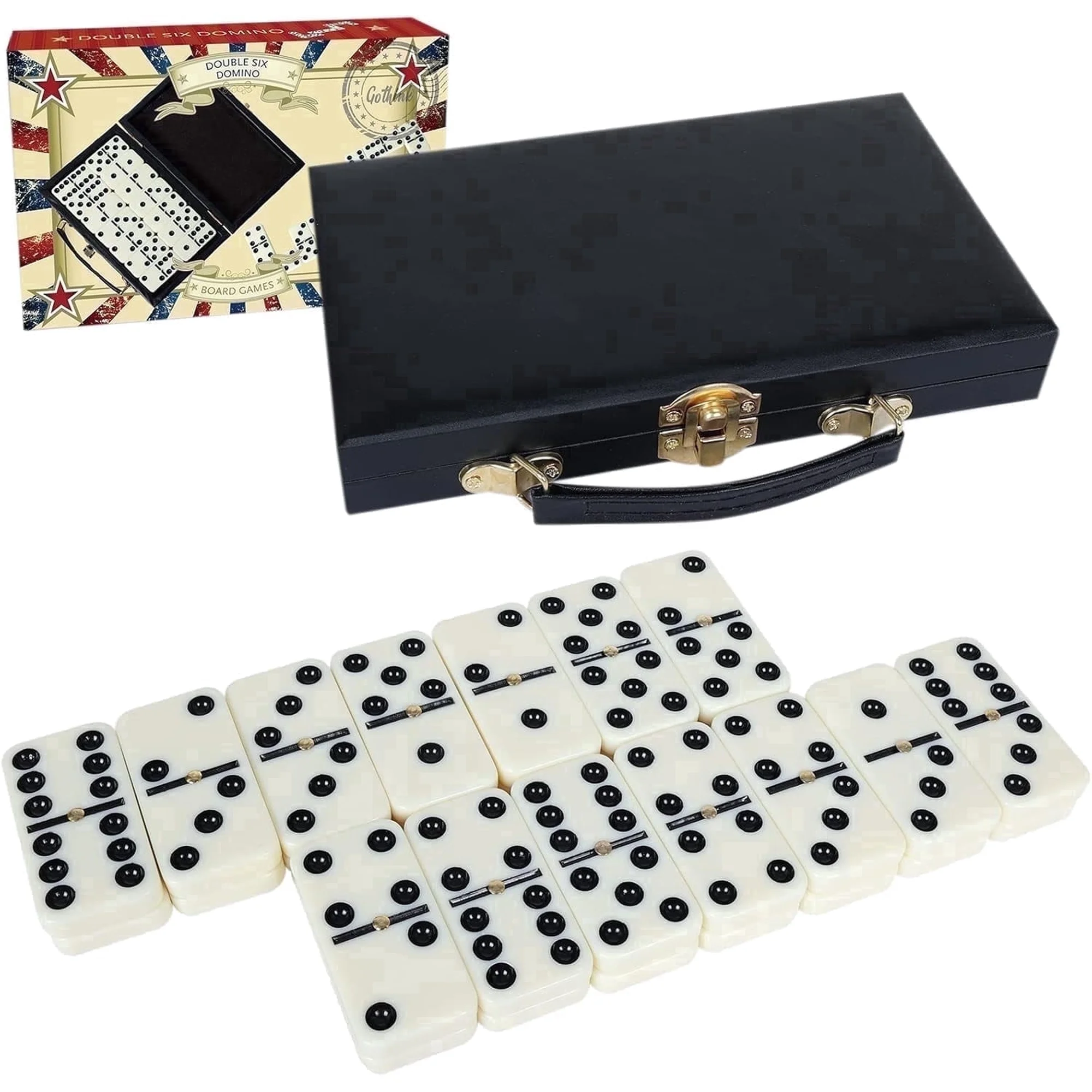 Fugocen Double 6 Dominoes Set with Storage Box Classic Family Board Games Gifts for Kids Adults