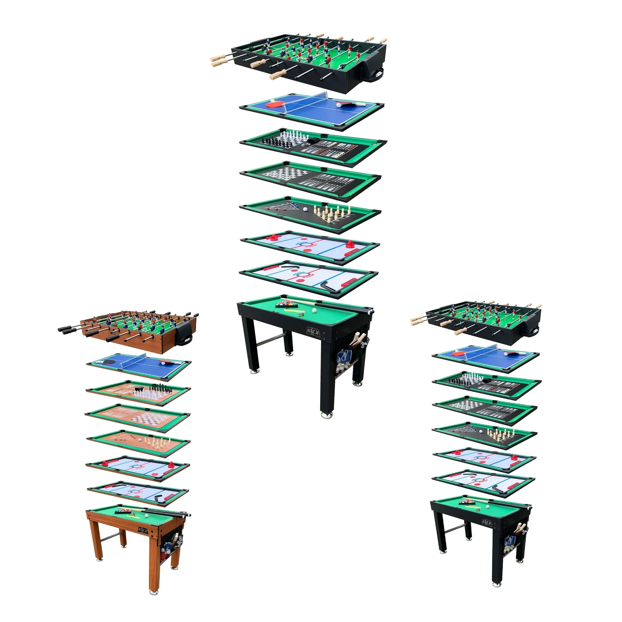KICK Defender 48″ 10-in-1 Multi-Game Table (Black) - Combo Game Table Set - Foosball, Billiards, Glide Hockey, Ice Hockey, Table Tennis, Chess, Backgammon, Draughts, Bowling, Shuffleboard for Family