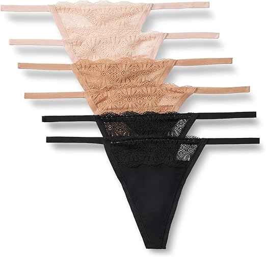 Amazon Essentials Women's Peached Microfiber with Lace Trim G-String