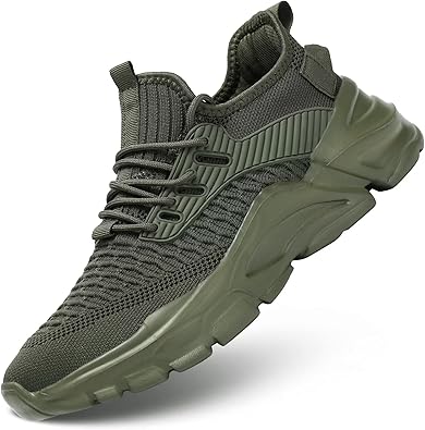Srenket Men's Running Shoes, Non Slip, Breathable, Lightweight Fashion Sneakers, Slip Resistant Athletic Sports Walking Gym Work Shoes