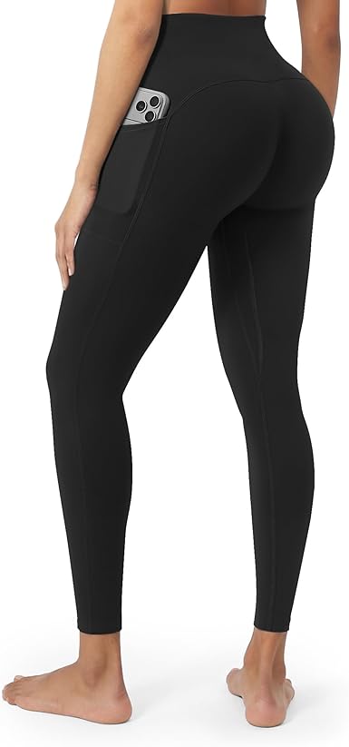 Hidden Scrunch Butt Lifting Leggings for Women with Pockets, 25" Inseam Butter Soft Workout Leggings, Booty Yoga Gym Pants-Black-XL