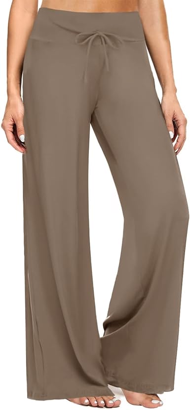 ZOOSIXX Soft Black Pajama Pants for Women, Wide Leg Pants Woman Flowy Comfy Casual Lounge Yoga Capri Pants 22”/ 30”