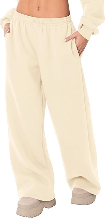 LOMON Wide Leg Sweatpants Women Fleece Sweat Pants Fall Spring Clothes 2026 Teen Girl Baggy Jogger Sweatpant with Pockets
