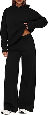 PRETTYGARDEN Womens Sweatsuits 2 Piece Set 2026 Casual Winter Long Sleeve Hoodie Loose Wide Leg Sweatpants Fall Tracksuit
