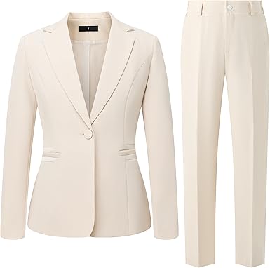 Women's 2 Piece Suit One Button Dressy Blazer Pants Suit Set Business Casual Outfits