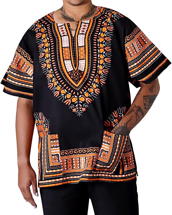 DA'IKI Dashiki Cotton Shirt African Tribal Kaftan Boho Caftan Unisex