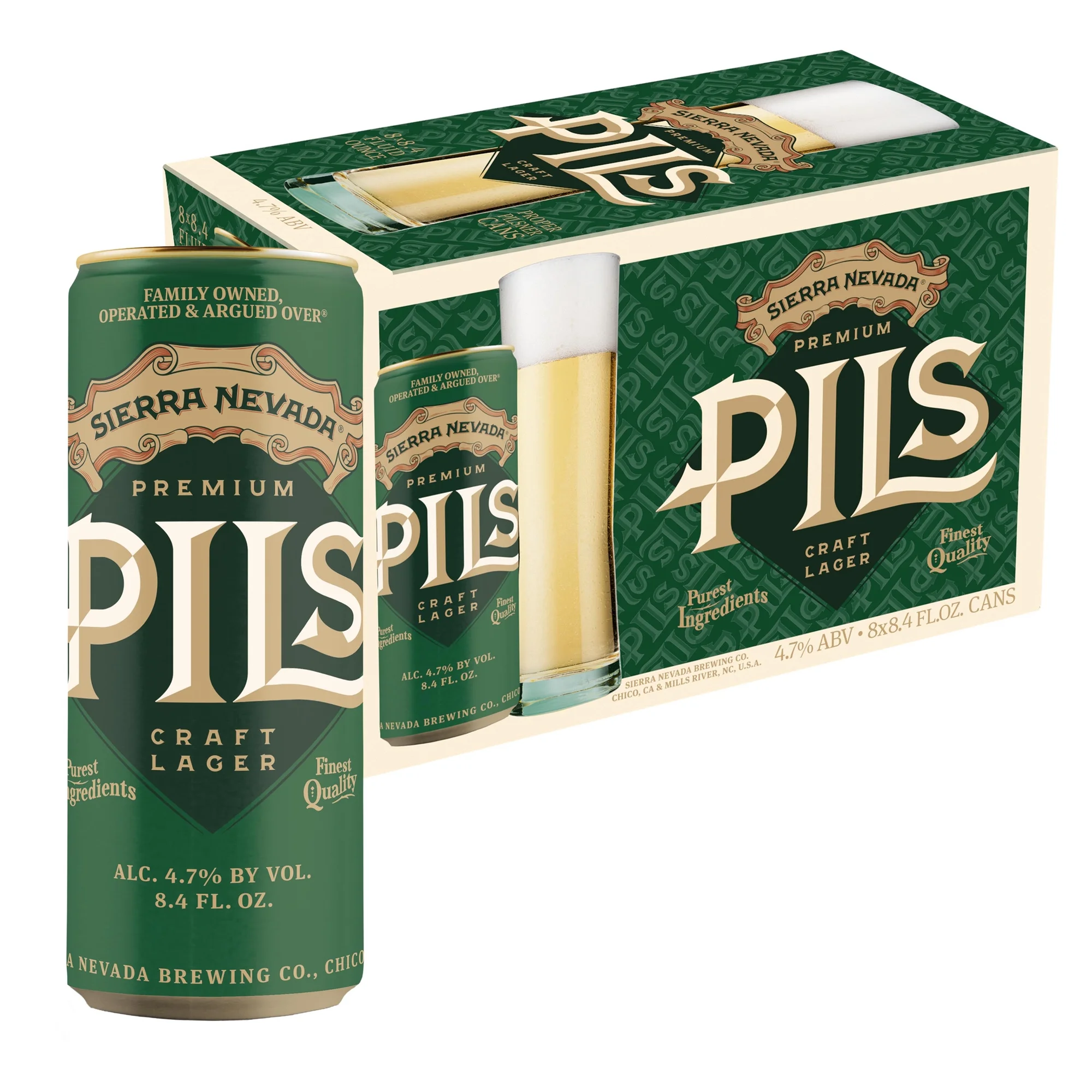 Sierra Nevada PILS Premium Lager Craft Beer, 8 pack, 8.4 fl oz Aluminum Cans, 4.7% ABV