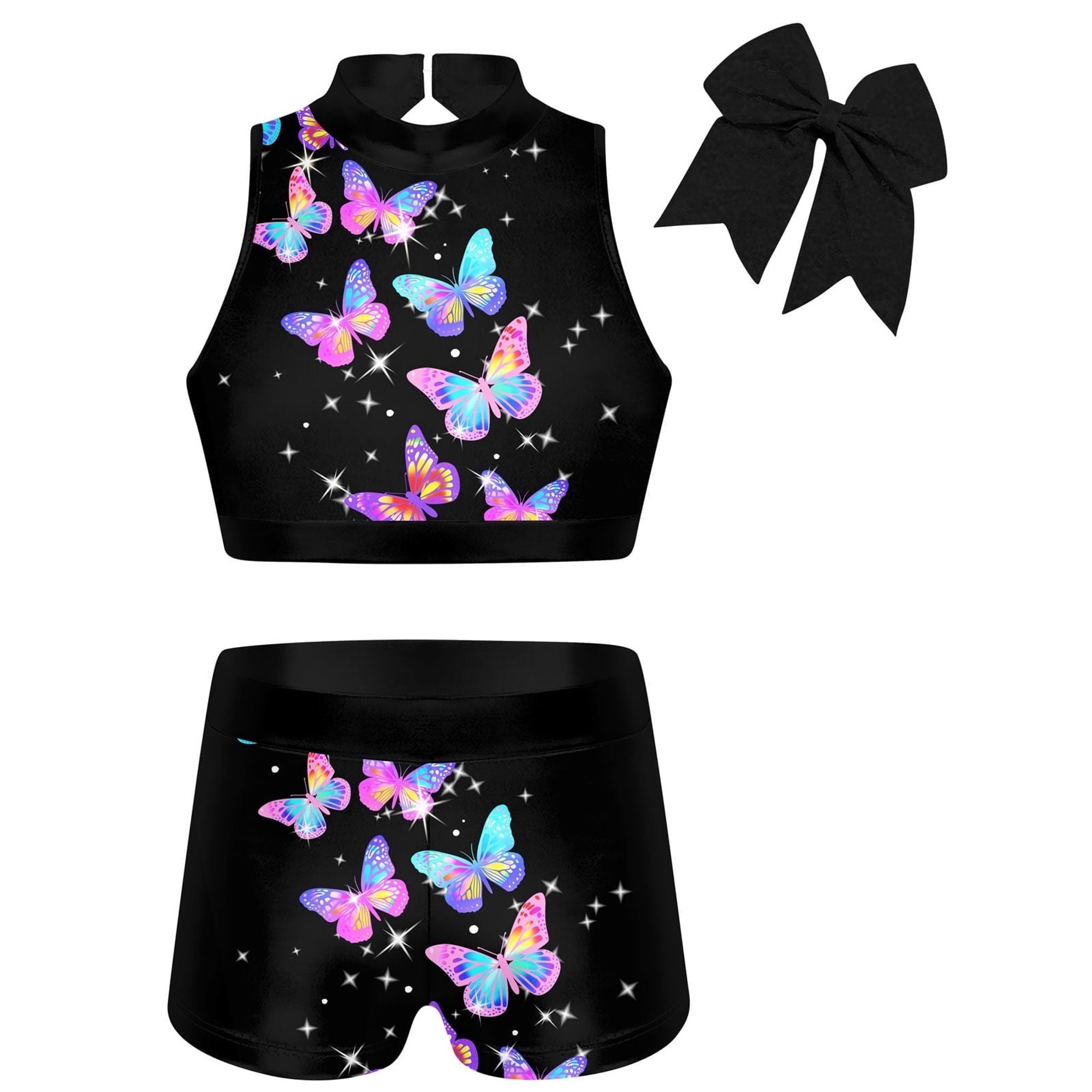 Aideaone Gymnastics Leotards for Girls with Shorts Sparkly Ballet Dance Unitards Biketards 5-10Y