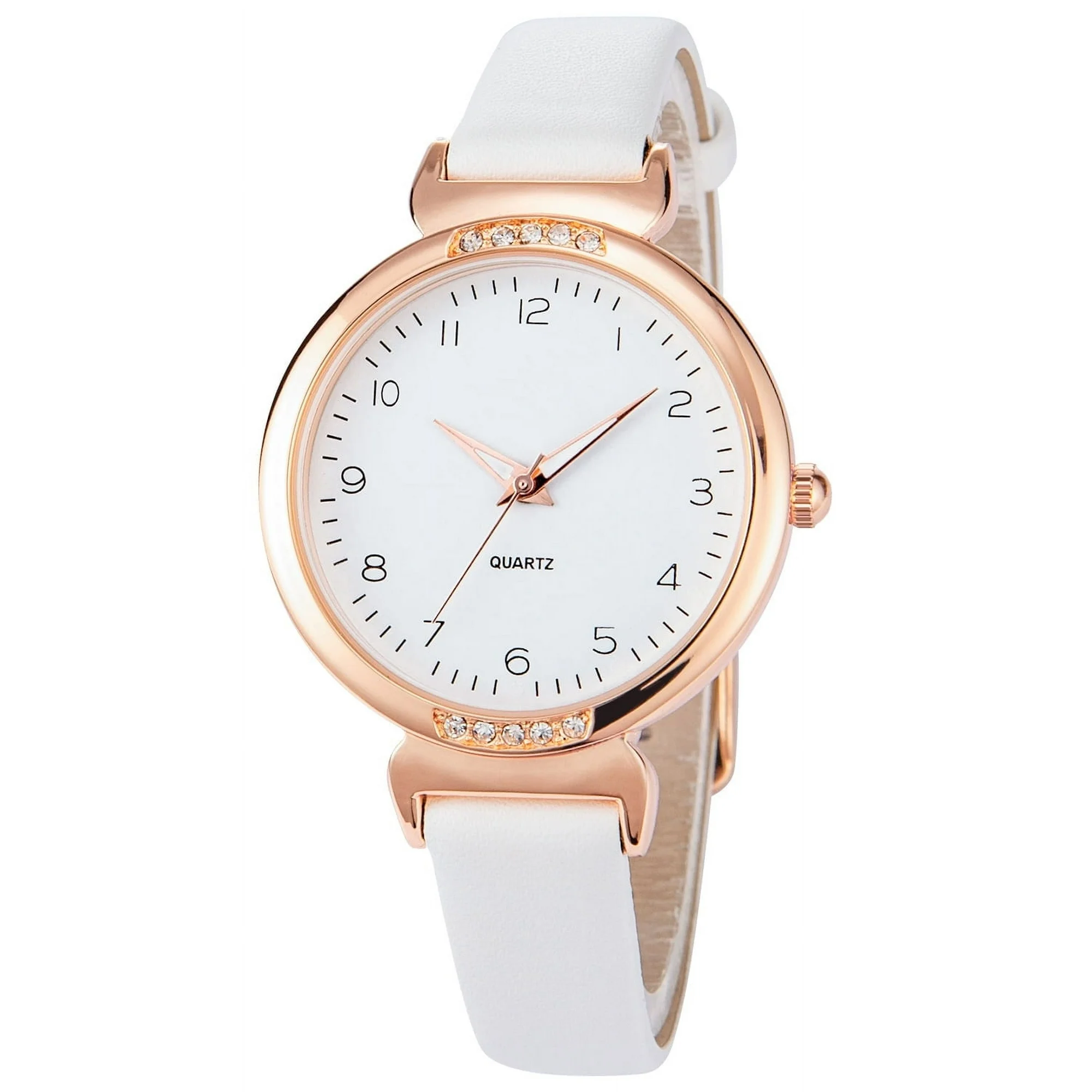 About this item Product details  White and rose gold classic colors, 5 diamonds on the top and bottom of the case, elegant atmosphere. The classic colors of white and rose gold, set with 5 diamonds on the top and bottom of the case, are elegant and atmosp