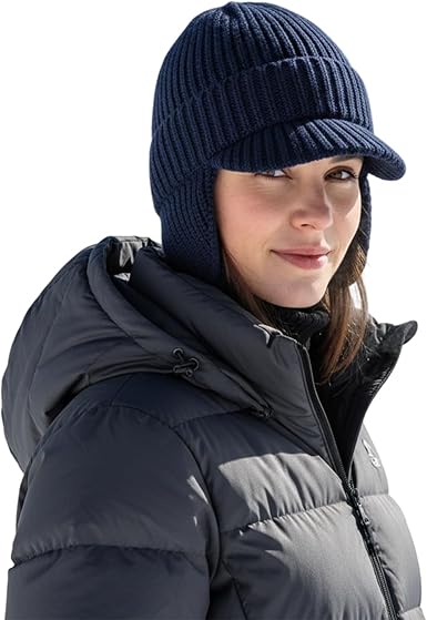 Yuan Winter Cap -Cozy Head Beanies-Fleece Lined Beanie with Brim and Ear Flaps,Elastic Fabric, Unisex