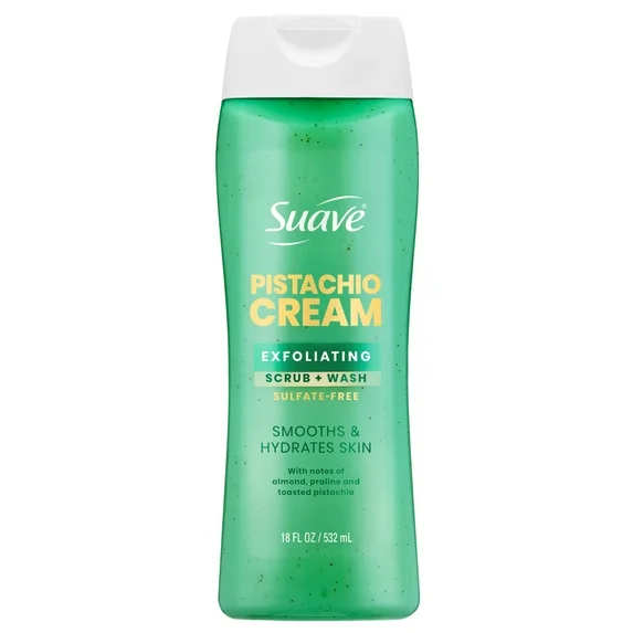 Suave Pistachio Cream Exfoliating Body Wash & Scrub With Glycerin & Vitamin E, 18 FL OZ