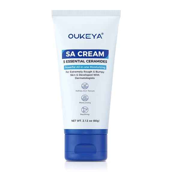 OUKEYA SA Cream for Bumpy and Dry Skin with Ceramides and Salicylic Acid, Daily Moisturizing Formula, 2.12