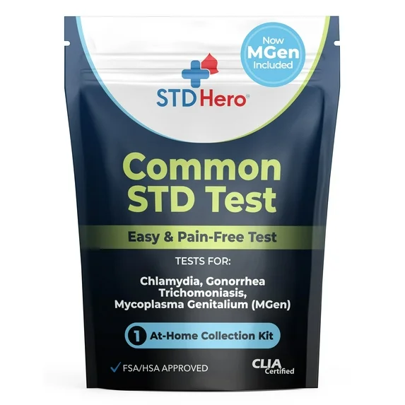 STD Hero At-Home Common STD Test Kit for Women and Men - Test for the Top Four STD's - Includes MGen - Private At-Home Collection - Simple, Discreet, Easy-to-Use with Fast Online Results