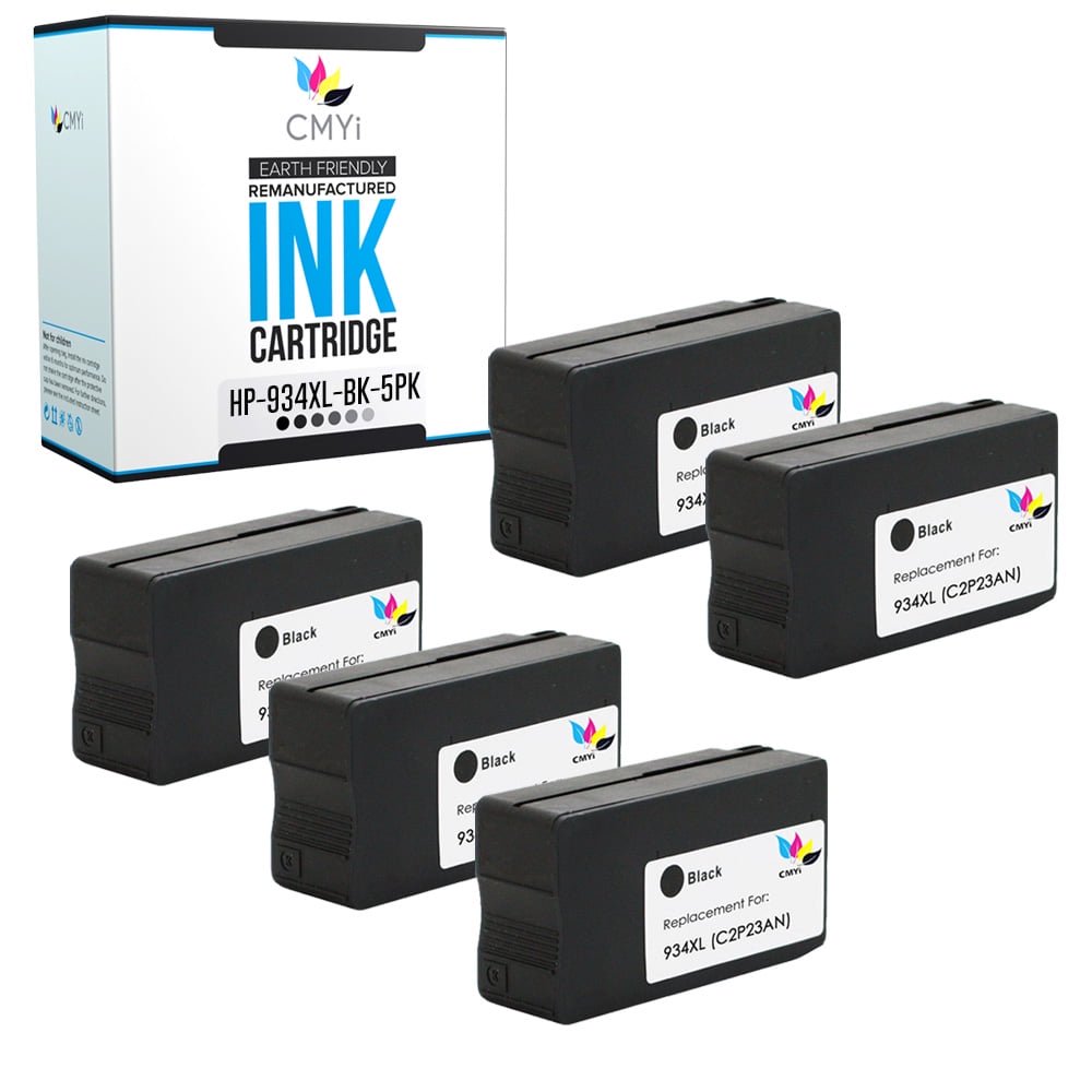 CMYi 934XL Black 5-Pack Ink Cartridges compatible for HP934XL - OfficeJet 6812, 6815, 6820, 6825, Pro 6220, Pro 6230, Pro 6830, Pro 6830c, and Pro 6835 (5 Black)