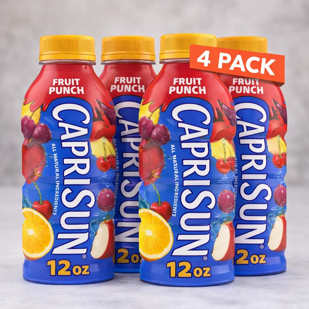 Hero image 2 of Capri Sun Fruit Punch Flavored Juice Drink Blend with other natural flavor, 12 fl oz Bottle, (4-Pack), 2 of 5     Visit the Capri Sun Store Capri Sun Fruit Punch Flavored Juice Drink Blend with other natural flavor, 12 fl oz Bottle, (4-Pac