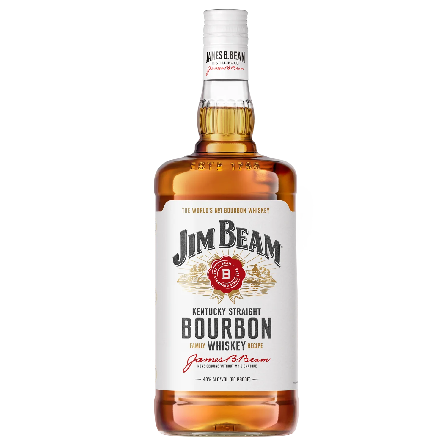 Jim Beam White Label Straight BourbonAged 4 Years, 1.75 L Bottle, 40.0% ABV