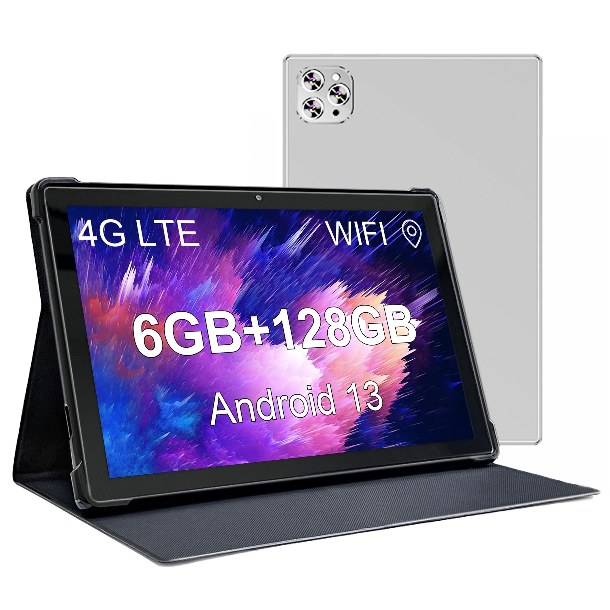 Android 13 Tablet, Android Tablet with SIM Card Slot Unlocked , 4G LTE GSM Cellular Phone Tablet with Octa-Core 6GB RAM 128GB ROM GPS WiFi Case Dual Camera Speaker, 10 Inch